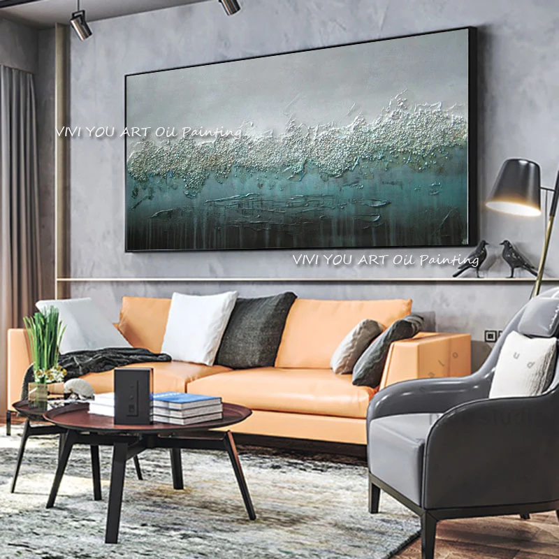 100% современная картина маслом ручной работы на холсте темного цвета Толстая