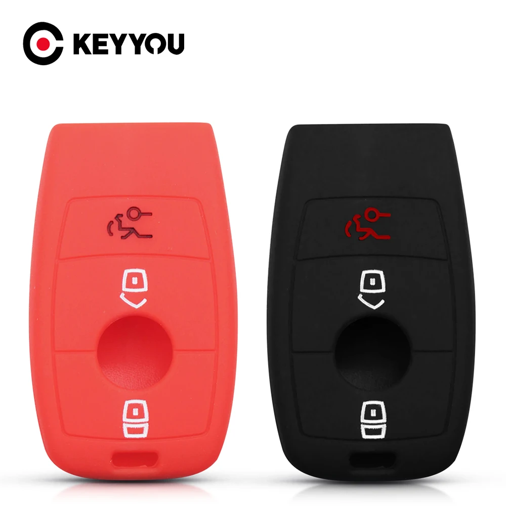 

KEYYOU Silicone Key Cover Case Skin Fob For Mercedes Benz 2017 E-Class E43 W213 E300 E400 2016 2017 Sedan Keys 3 Buttons