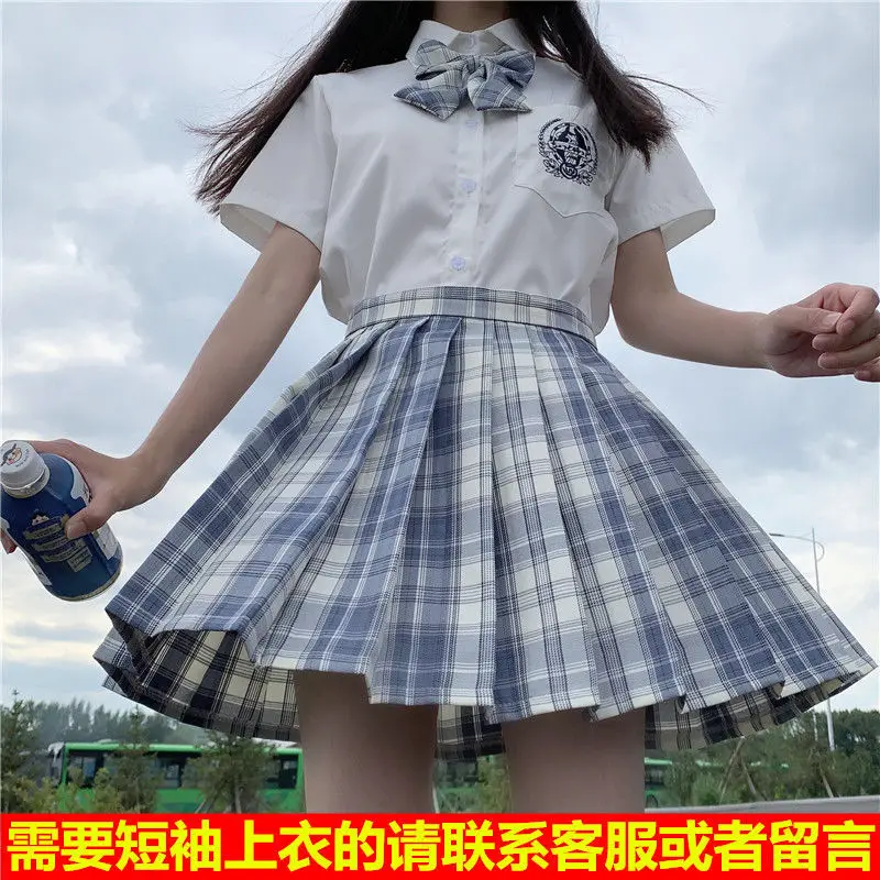 

Womens Sets Cosplay Clothes and Skirts Harajuku Short Sleeve New Korean Plaid Skirt Women Waist School Girl Sexy Mini Skirt