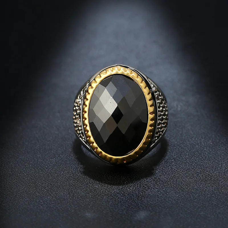 Название: Ретро овальной формы с большим черным камнем кольцо Античные винтажные