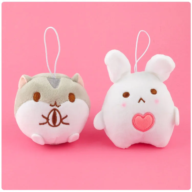 Милые животные хомяк кролик плюшевые игрушки Кукла Kawaii сумка Украшение автомобиля брелок держатель подарок мини мягкий брелок Подвески - Цвет: 1pcs sent by random