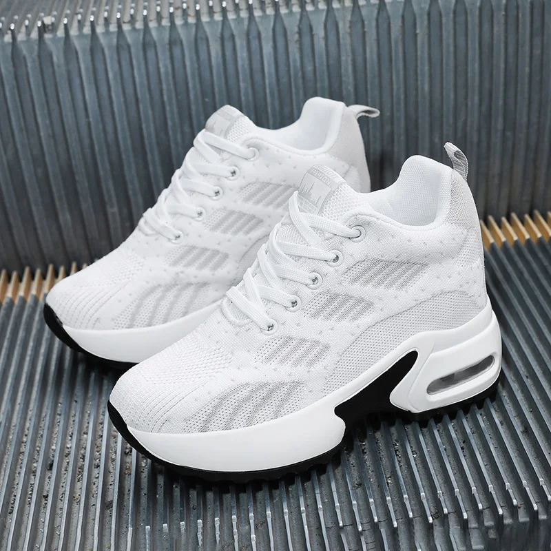 

New Sneakers Women Fashion Running Shoes 7cm Wedge Platform Ladies Trainer Back Glitter Designer Flat