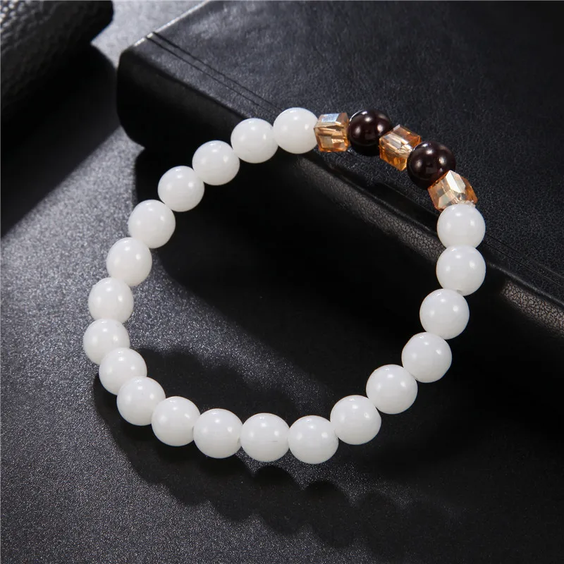 Женский Классический Браслет из натурального белого халцедона браслет с