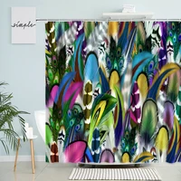 peacocks feather shower curtain exotic colorful abstract animal art bathroom wall decor with hook waterproof polyester screen