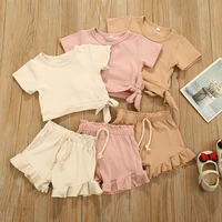 2021 summer girls clothing set outfits kids fashion toddler children ribbed top shorts 9m to 3 years