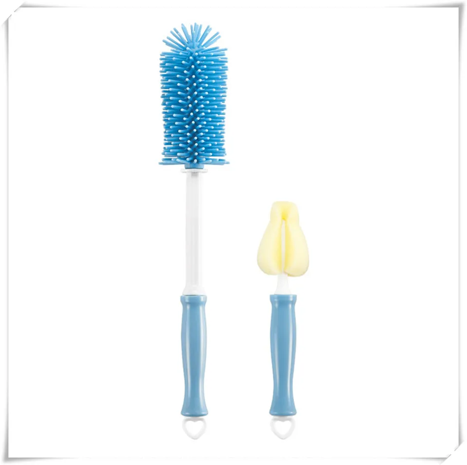 C Brush set blue MSJO щетка для чистки бутылок, силиконовая щетка для чистки кружек, питьевой молока, щетка для мытья детских бутылочек, кухонная силиконовая щетка для чистки - Цвет: C Brush set blue