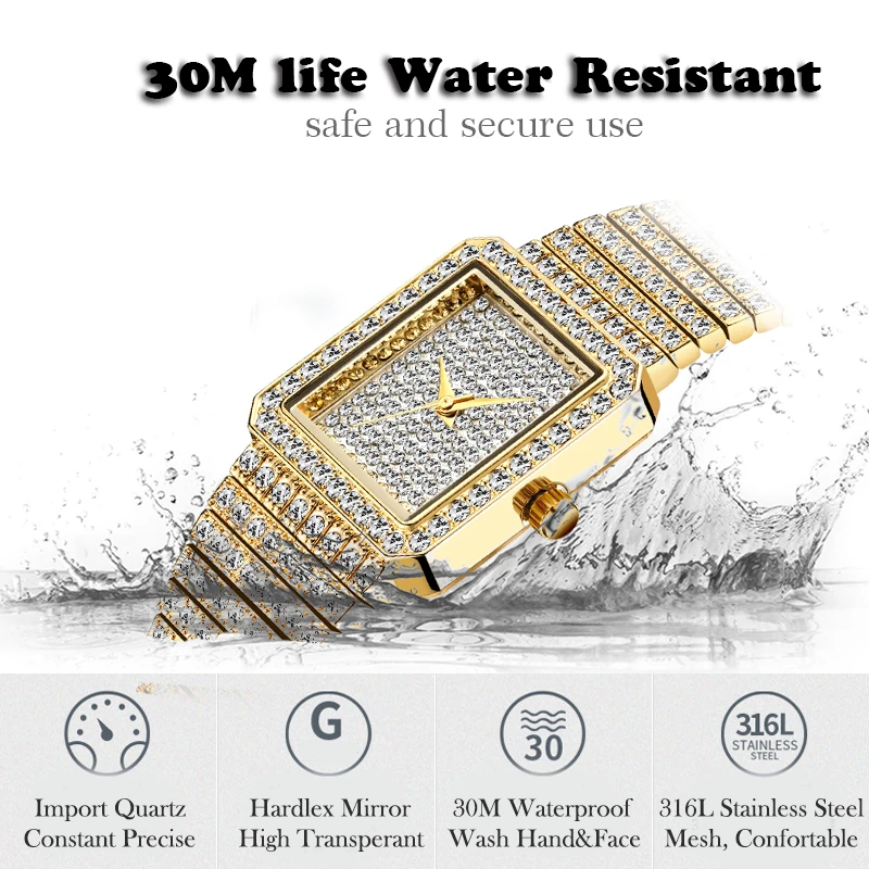 MISSFOX женские часы класса люкс со стразами и квадратной серебряные серьги Мода