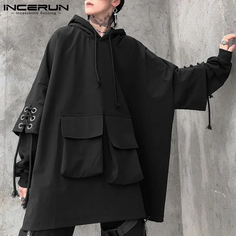 

Новинка 2021, мужские топы, Повседневная Уличная одежда с длинным рукавом, модная свободная ветрозащитная накидка в Корейском стиле с капюшон...