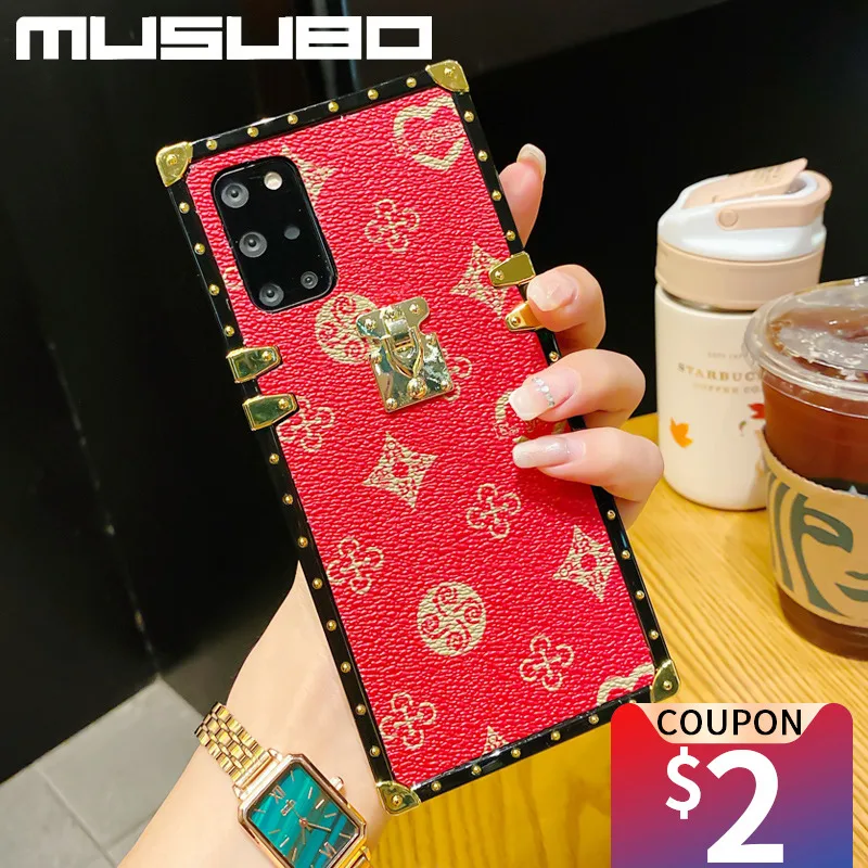 musubo luxury square genuine leather case for samsung note 20 case s21 s20 a71 5g s22 note 9 fashion vintage lattice phone cover free global shipping