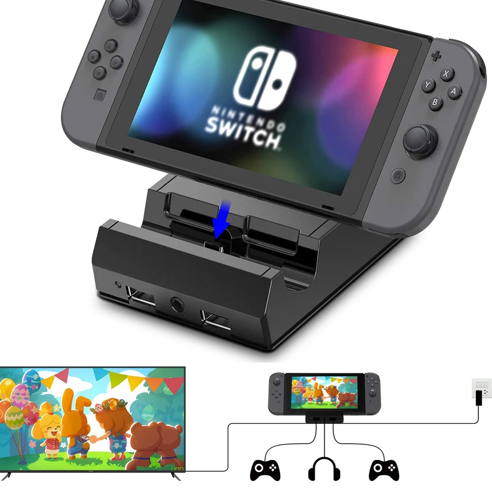for nintend switch charger station hd convert adapter usb 3 0 2 0 type c port headphone jack multifunction console stand free global shipping