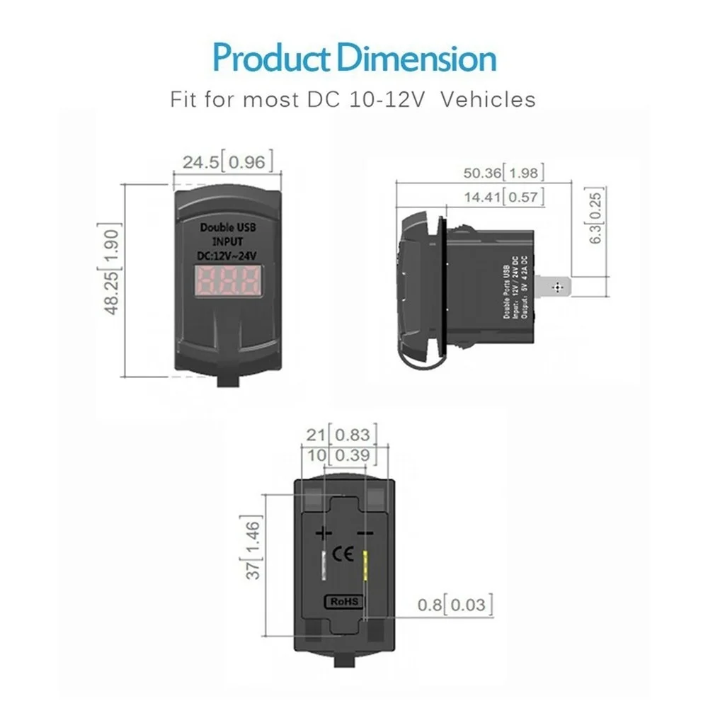 Автомобильный прикуриватель с двумя USB портами и вольтметром 12 24 В|voltmeter car