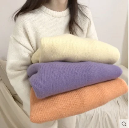 

2021 Spring and Autumn New Sweater Female Student round Neck Loose and Idle All-Matching Base Pullover Outerwear Sweater