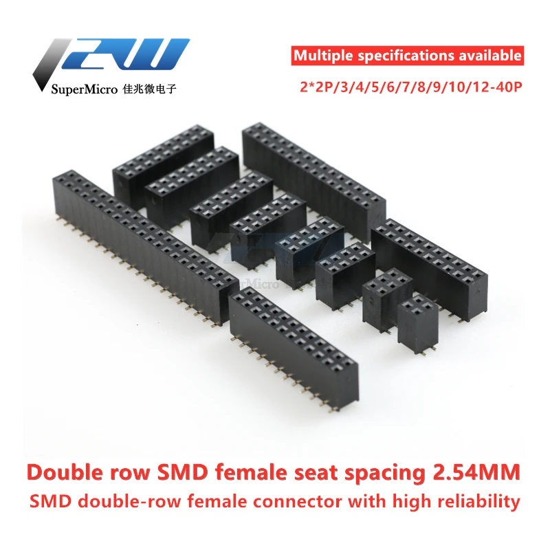 Двухрядное гнездовое расстояние SMD 2 54 мм 2*2/3/4/5/6/7/8/9/10 40P сиденье SMD|Соединители| |