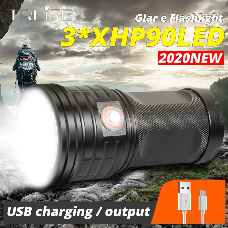 Xlamp светодиодный поисковый светильник Ультра мощный яркий T6 вспышка XHP90 фонарь usb