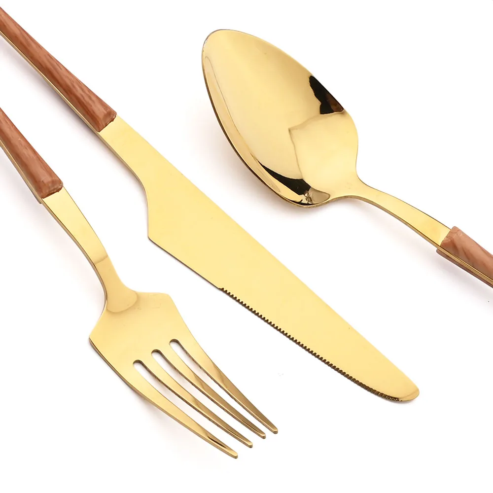 

1/2/4/6/8 Set Stainless Steel Flatware Set Wooden Handle Cutlery Set Dinnerware Western Knife Fork Spoon Tableware Kitchen Decor