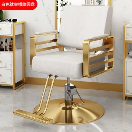 Luxury Hydraulic Hairdressing Shop Haircut Chair Rotary Stainless Steel Chair