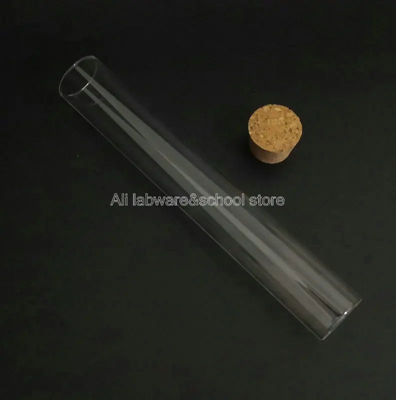 

20pcs/lot 30x200mm glass flat bottom test tube with cork stopper