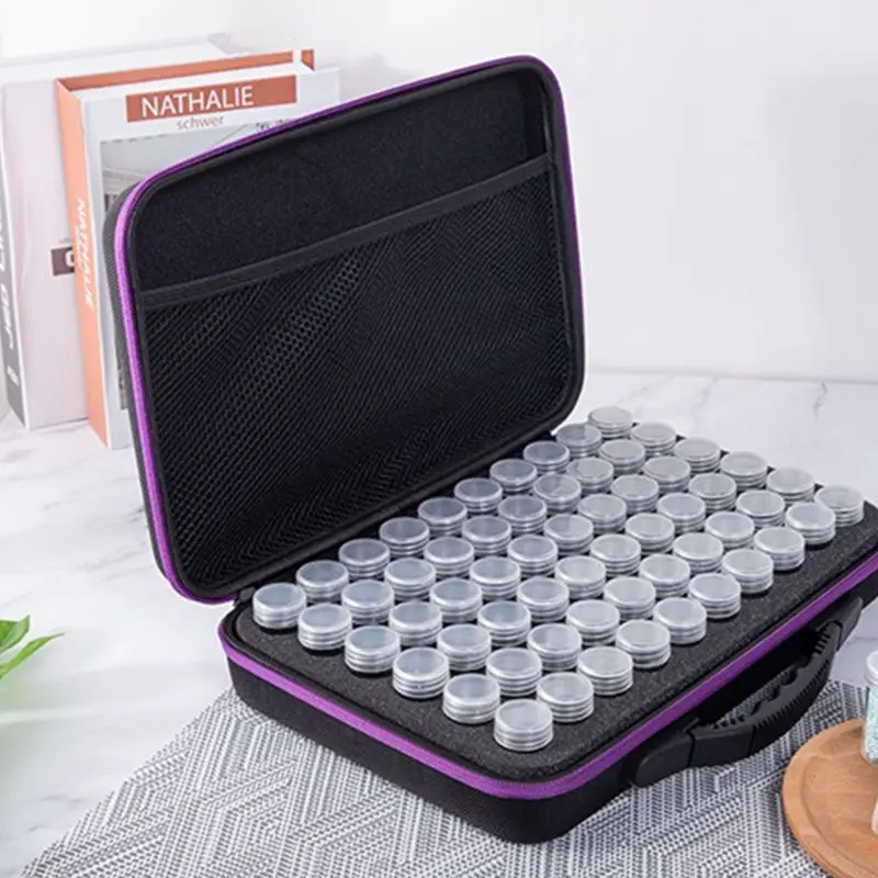 

60 Slot Diamond Painting Storage Case Tool Diamond Painting Bag With Mesh Compartment And 60 Plastic Bottles Updated 72XF