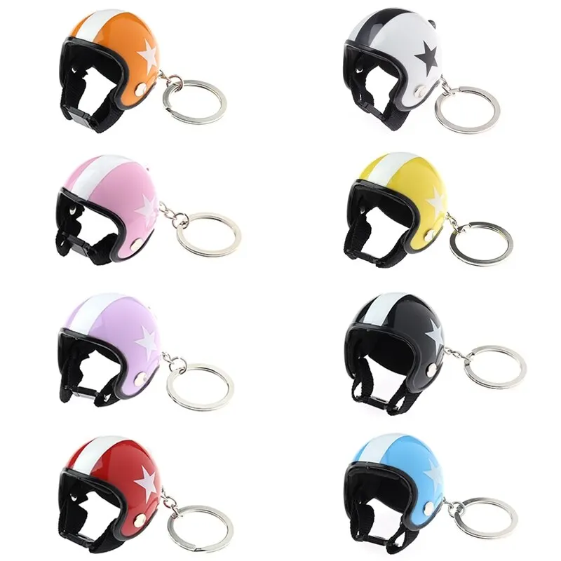 

Creative Motorcycle Safety Helmets Car Auto Five-star Keychain Pendant Classic Key Ring Keyfob Casque Holder Car Accessories
