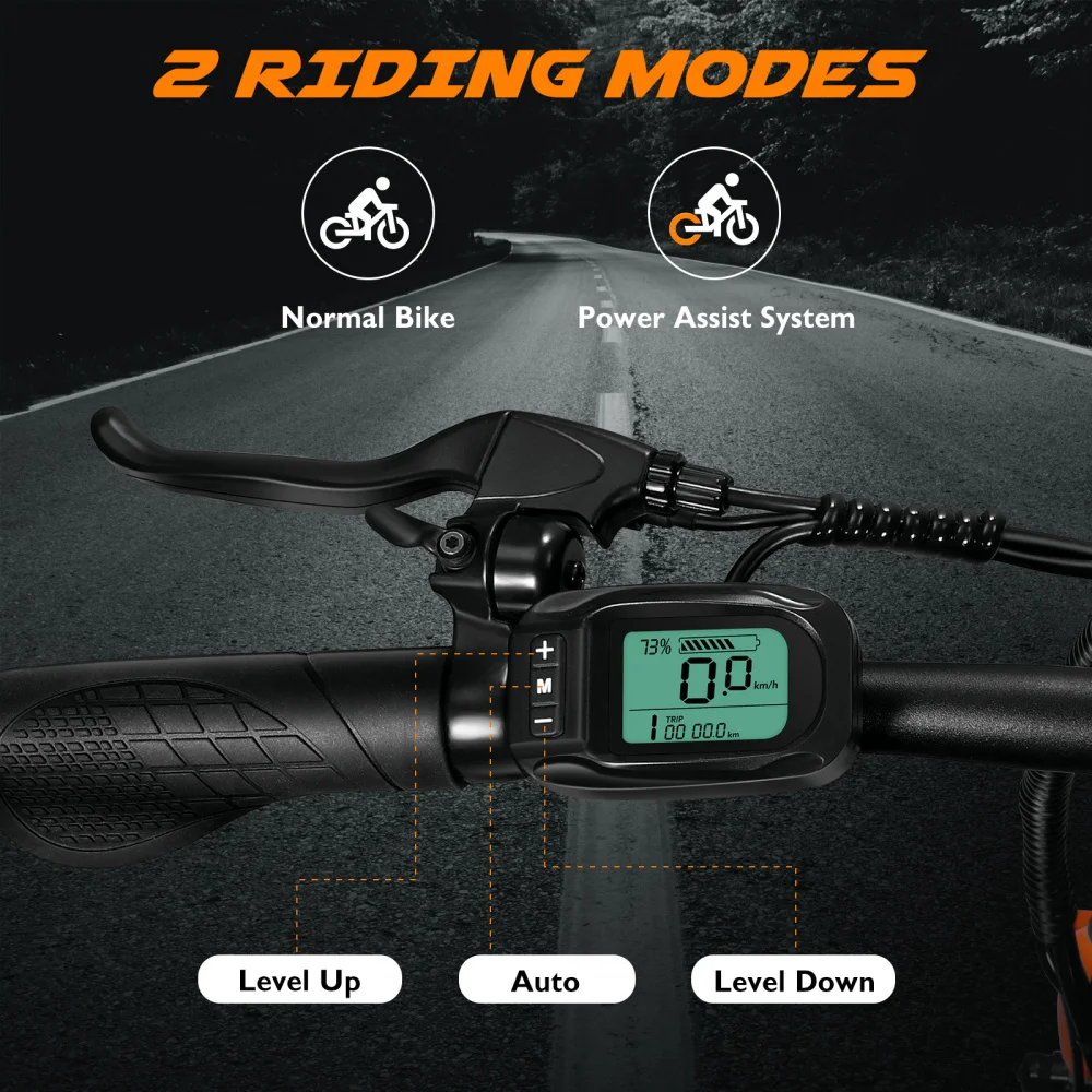 

YN-EB201 250W Electric E-bike Folding Pedelec 3 Modes Front and Rear Brakes City Bicyle Hybrid Bike (Orange)