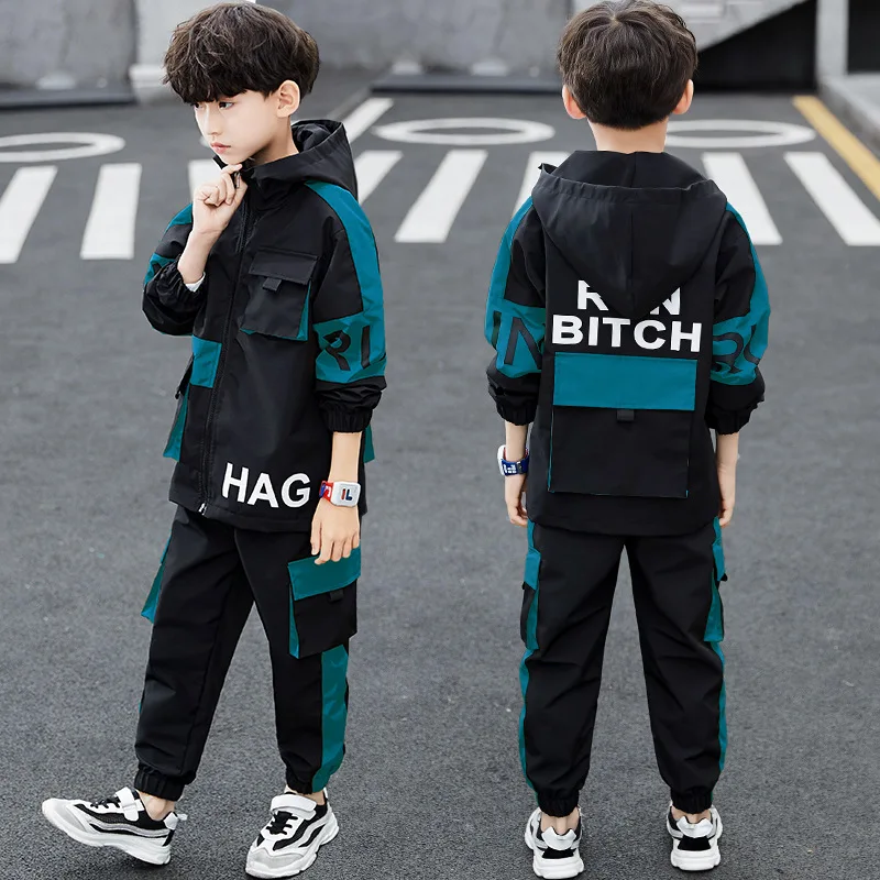 

New boy suits 2020 spring new children's suits, big boy fashion alphabet tooling suits