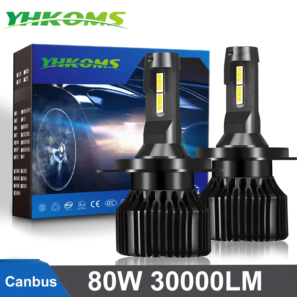 Автомобильные светодиодсветодиодный фары YHKOMS Canbus 80 Вт 9005 лм H4 H7 лампы H1 H3 9006 5202 H8 H9