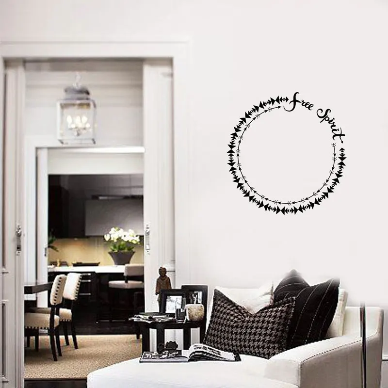 

Free Spirit Wall Stickers Vinyl Art Home Decor Interior Design Round Arrows Ethnic Style Decals Living Room Bedroom Murals 3776