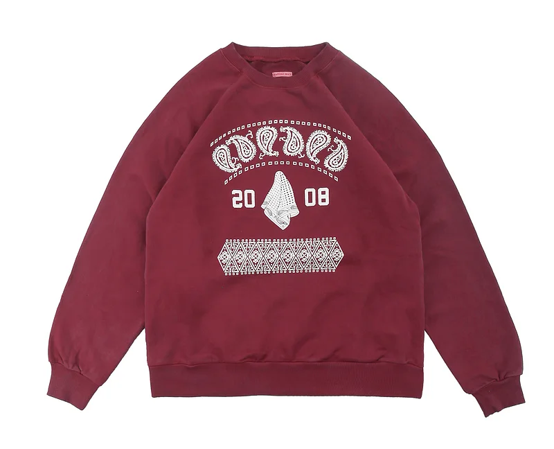 

2021 Kapital Bandanna 2008 Print Sweatshirt Men Women Couple 100% Cotton Crewneck Oversized Hip-hop High Street Pullove