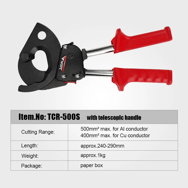Режущий инструмент с храповым механизмом для резки кабеля: макс. 240 мм2 не