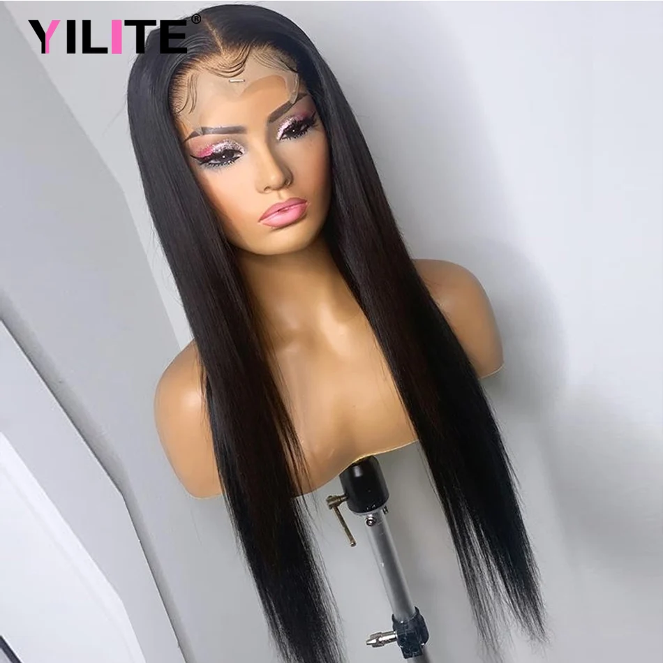 

150% Density Bone Straight Brazilian Human Hair Wigs With Baby Hair HD Transparent Lace Natural Hairlines 5x5 Lace Closure Wig
