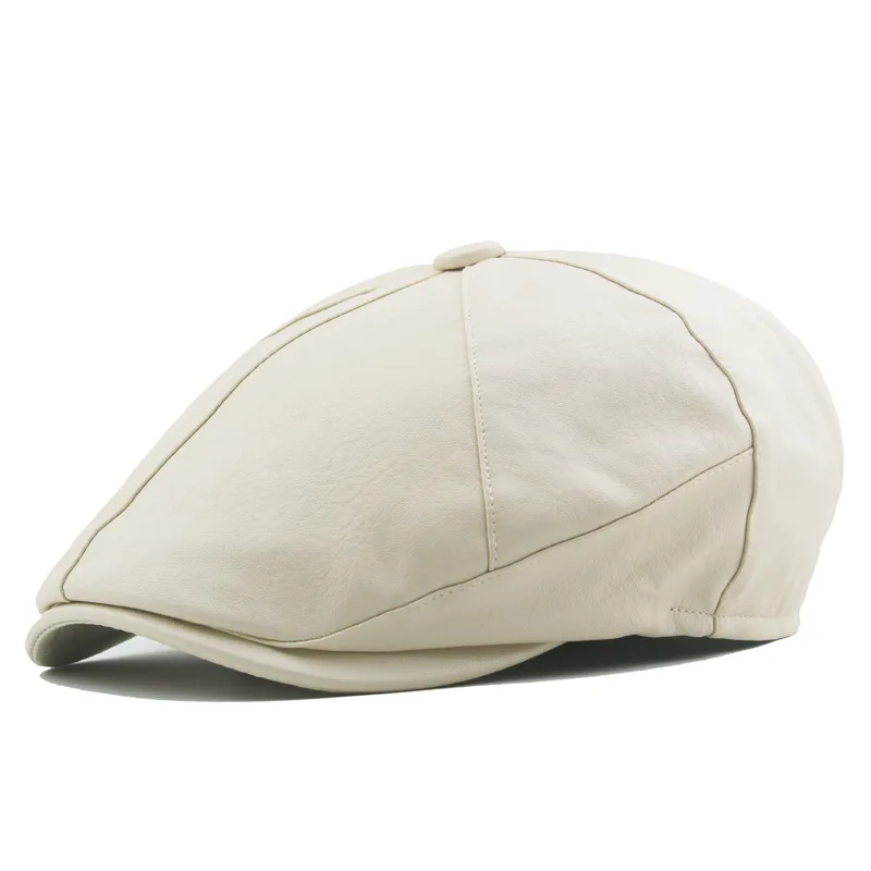 Мужские зимние уличные береты мужские теплые защитные Восьмиугольные из ПУ кожи