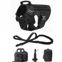 tactical dog harness leash metal buckle molle german shepherd pet large big dogs military training k9 padded quick release vest