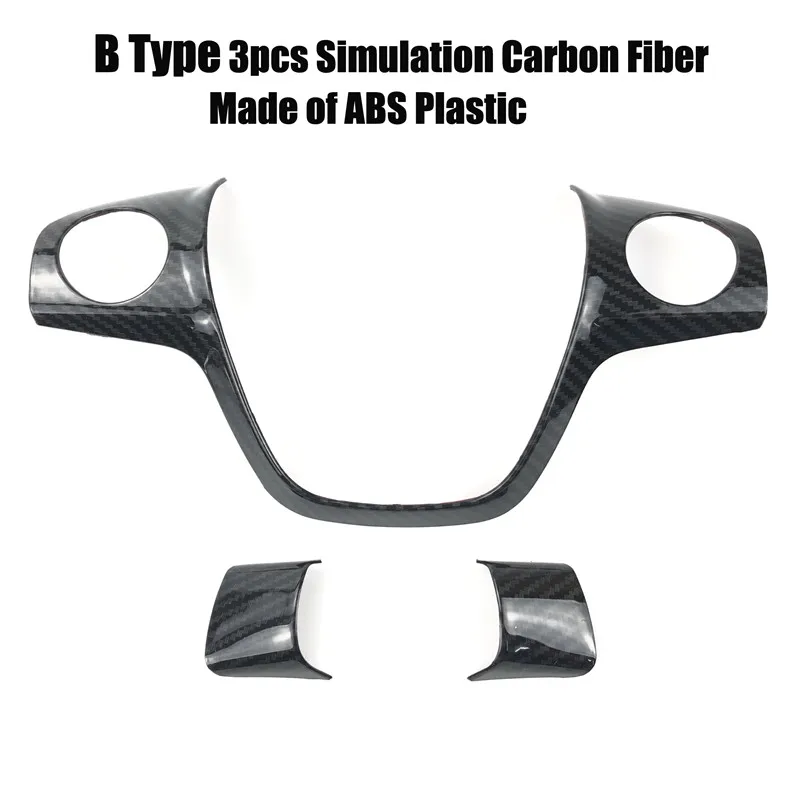 B Type Carbon 3pcs 1pcs For Ford Focus 3 MK3(2012-)/For KUGA 2013- accessories Car styling steering wheel trim cover sticker decoration - Color Name: B Type Carbon 3pcs