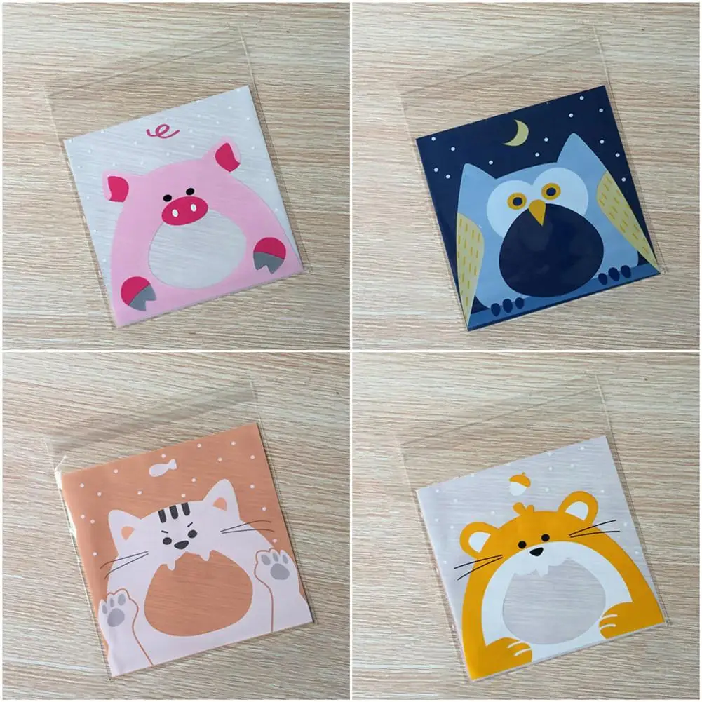 100 шт Мультяшные животные милые Самоклеющиеся сумки пакет для упаковки подарка