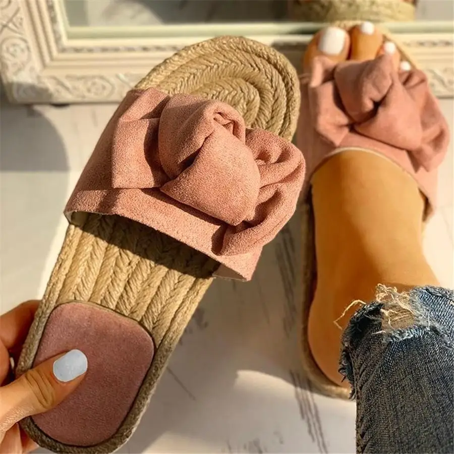 Slippers Women Summer Bow Sandals Slipper Indoor Outdoor Linen -flops Beach Shoes Fashion Floral 2019 | Обувь