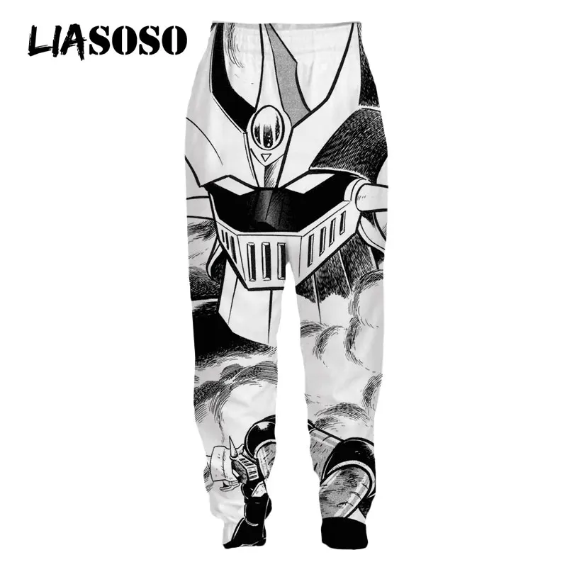 

LIASOSO Men Women Sci-fi Anime Mazinger Z Manga Sweatpants Harajuku Robot Sweat Pants Joggers Cool 3D Print Armored Warrior Pant
