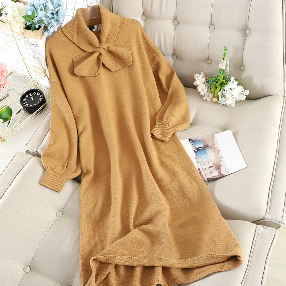 2019 Новая модная женская одежда трикотажное платье осень и зима популярное с