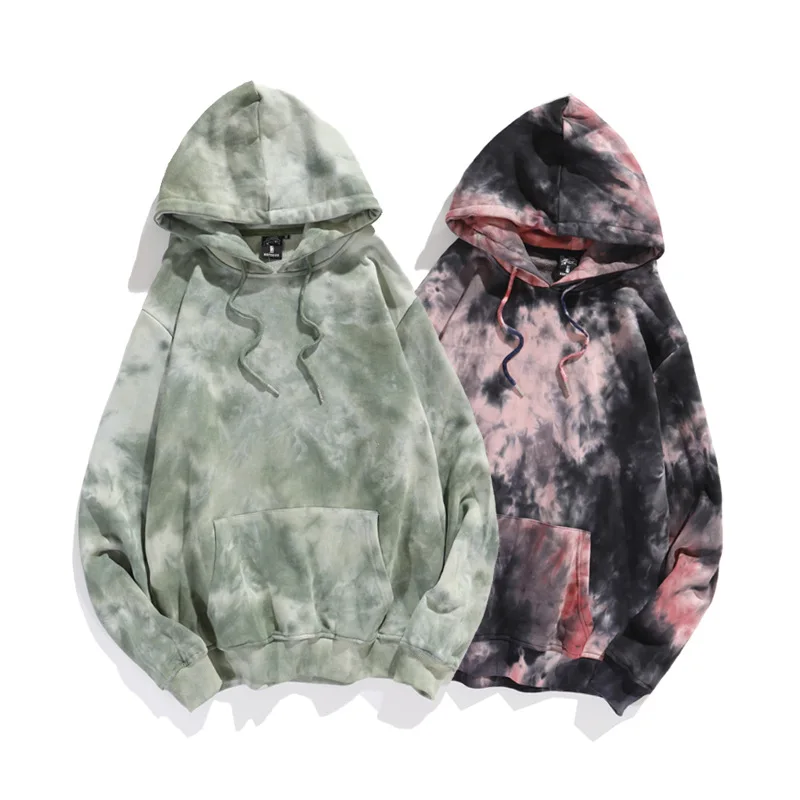 

New Couple Tie Dyed Cotton Hoodie Ins Loose Long Sleeve Coat Spring Autumn Men's Woman Sweatshirt