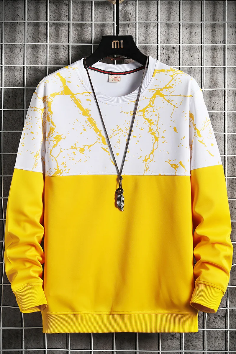 

The latest men's pullover 2020 autumn winter simple printing stitching long-sleeved pullover men's clothing casual sweatshirt