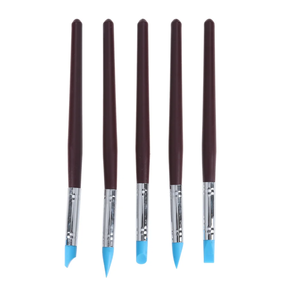 

5pcs Artist Paint Brush Set Colorful Professional Silicon Brushes Blender for Painting Masking Fluid Clay Molding (Dark Red)
