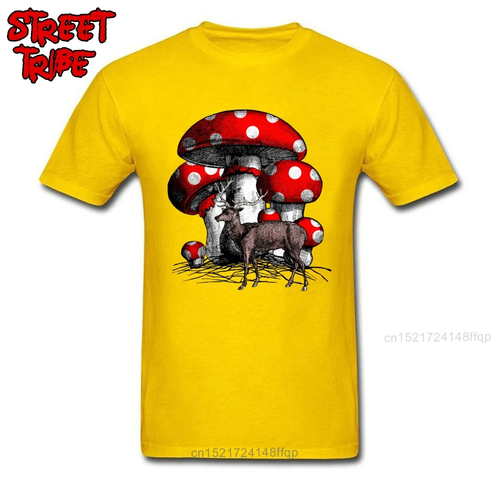 Мужские футболки 3D топ олень и гигантский гриб простой стиль футболка 100% хлопок