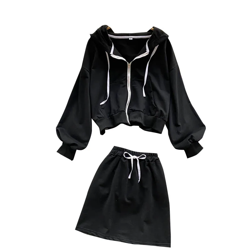 

Юбка-мини с завышенной талией и Женский Повседневный Спортивный костюм yраз на весну и осень, верхняя одежда из двух предметов с длинным рук...