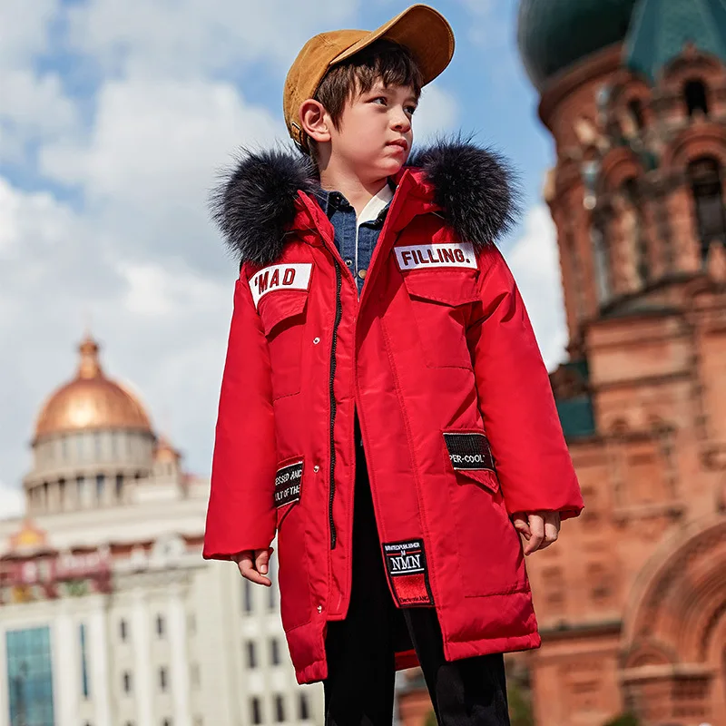 

Children Winter Down Jacket for Boy -30 Degrees Russia Boys Thicken Warm Hooded Long Coat 6-15 Years Kid Teenage Snowsuit Parkas