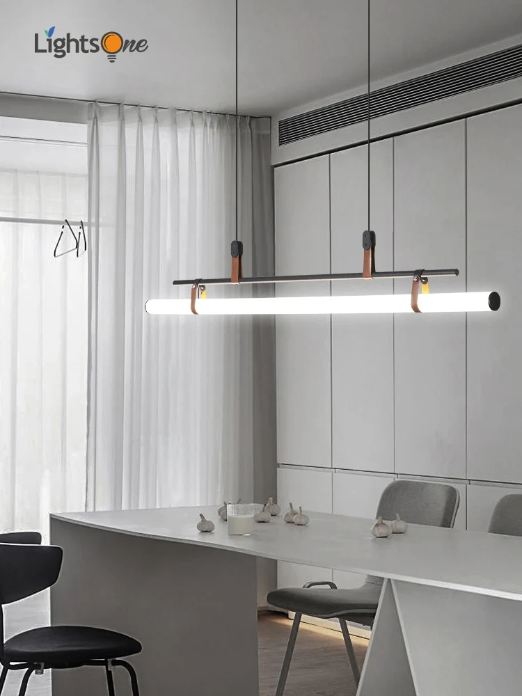Minimalist dining room pendant lamp Nordic dining table modern minimalist design tube pendant light