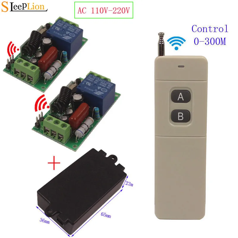 

Sleeplion AC 220V 110V Led light Lamp Fan Switch Remote Control 2 Switch 110V 300M Range Wireless Controller