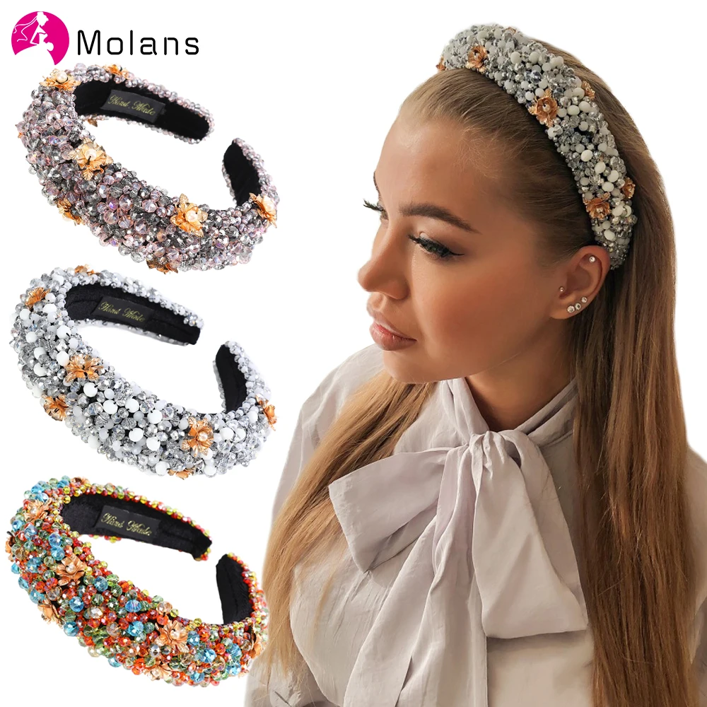 Роскошная повязка на голову из сплава с жемчугом стразы в виде цветов для волос