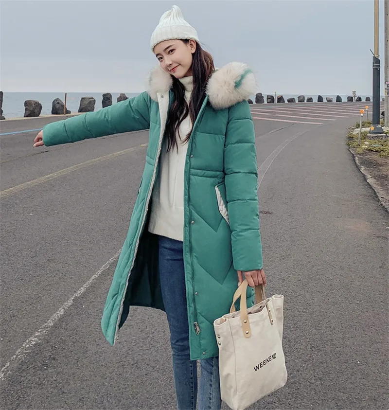 Autumn Winter New Warm Down cotton Jacket Women Hooded Fur collar Cotton Jackets Women's Korean Casual Plus size Parkas F921