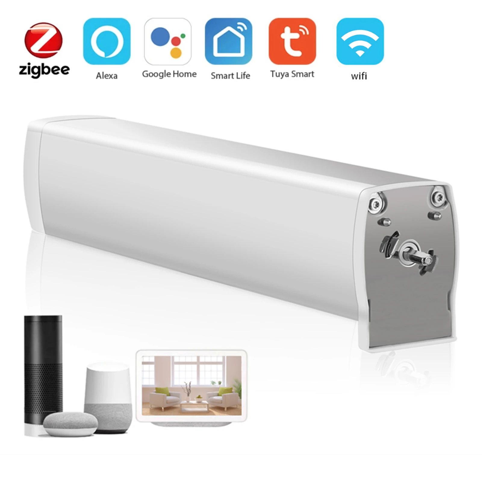 Cortina de Controle do Obturador Rolo para Alexa Tuya Wifi Zigbee Cortina Cego Interruptor Elétrico Motorizado Google Assistente Ifttt