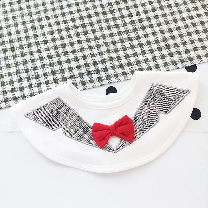 Ronda de 360 beb&eacute; Caballero Saliva bolsillo algod&oacute;n babero 0-3T babero ni&ntilde;o ni&ntilde;a Arco-Nudo de alimentaci&oacute;n de beb&eacute; babero beb&eacute; Accesorios-2