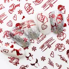 2021 новые модные 3D наклейки для ногтей Дед Мороз белыйзолотойКрасный Обратный Клей лазерная Рождественская елка наклейка для дизайна ногтей DIY